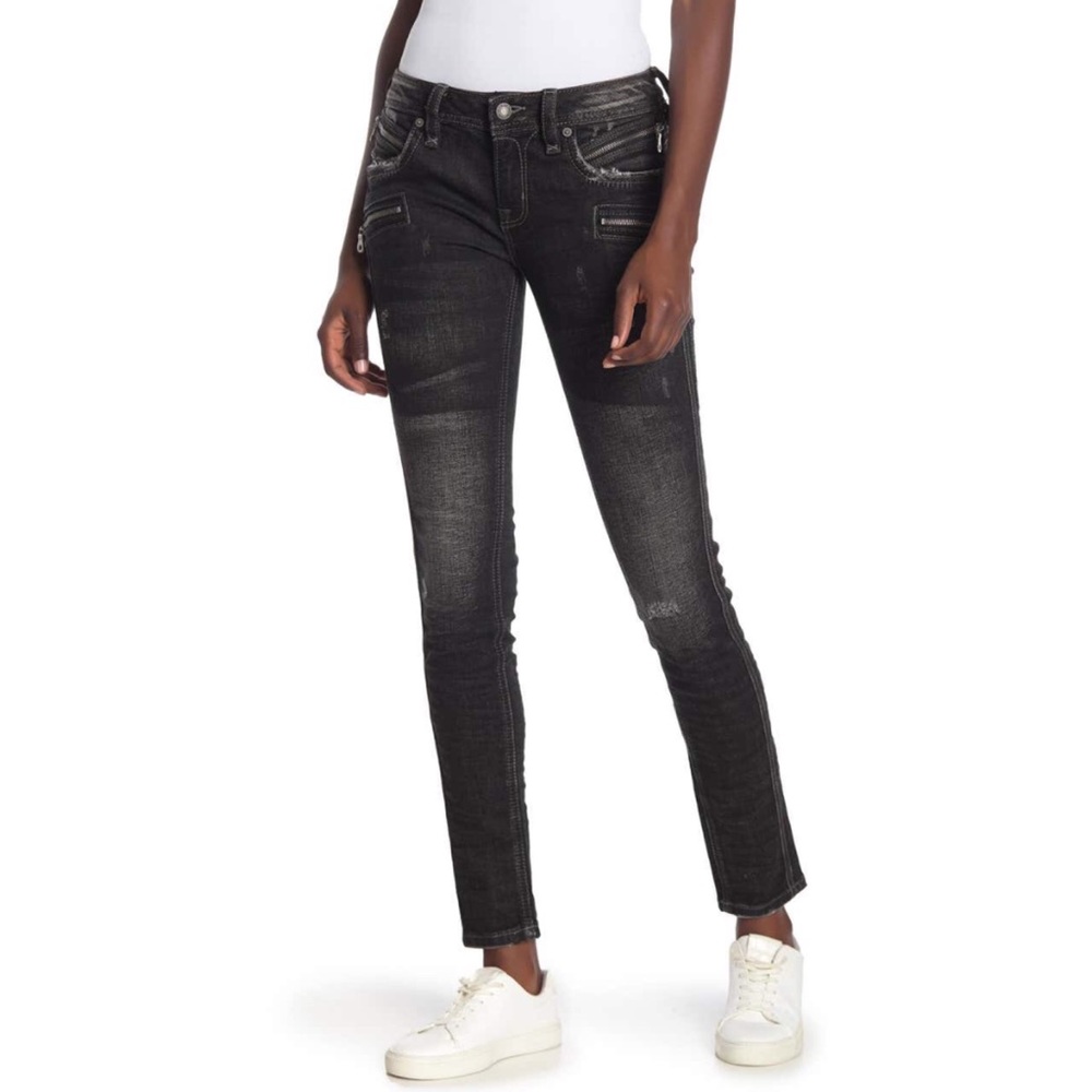 NWT Rock Revival Skinny Distressed Zip Moto Jeans